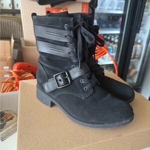 UGG Black Combat Moto Boots with Straps